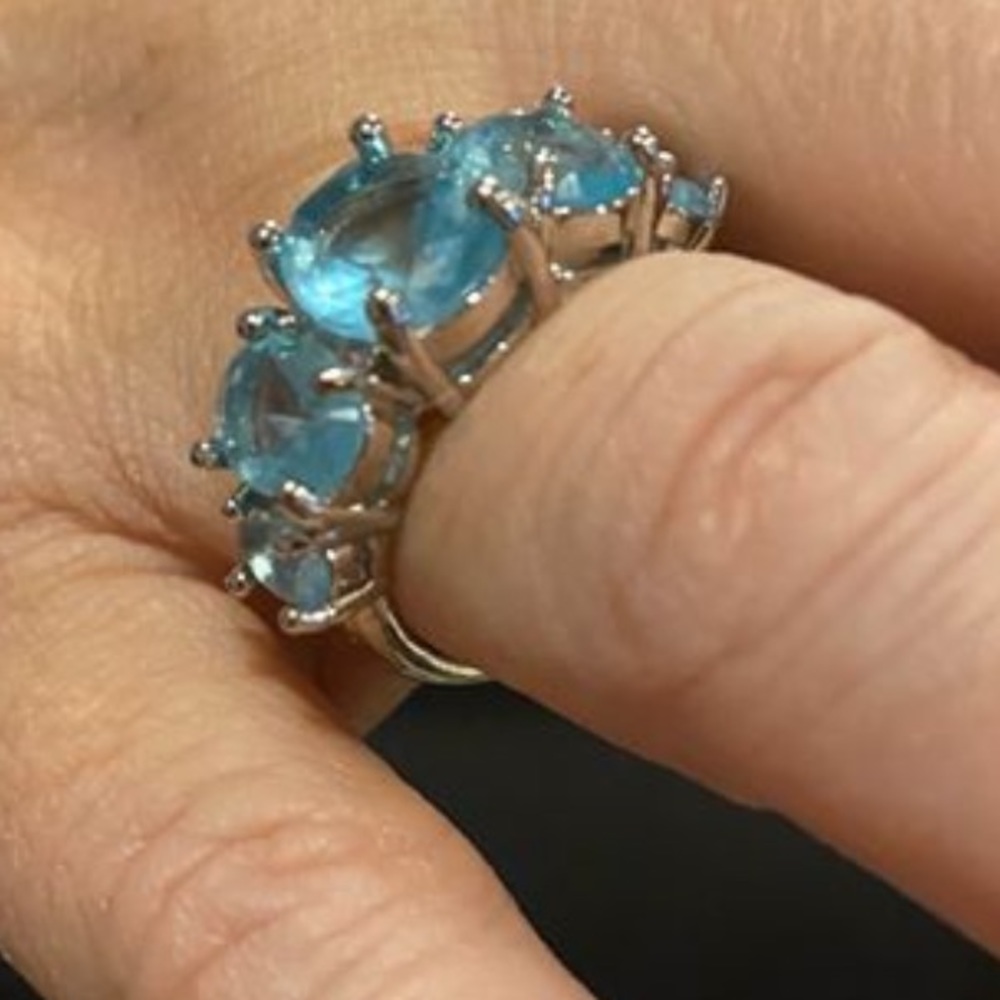 New Blue Topaz CZ crystal ring